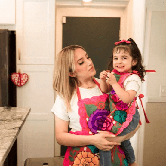 Embroidered Floral Apron Set