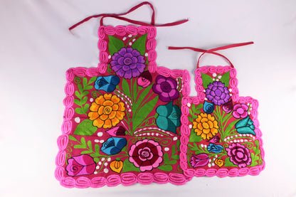 Embroidered Floral Apron Set
