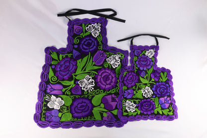 Embroidered Floral Apron Set