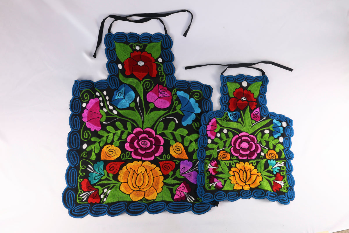 Embroidered Floral Apron Set