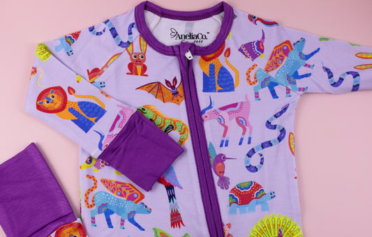 Purple Alebrije Bamboo Pajamas