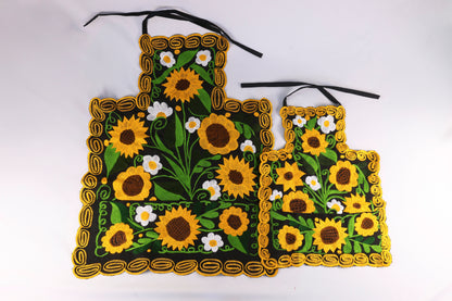 Embroidered Floral Apron Set